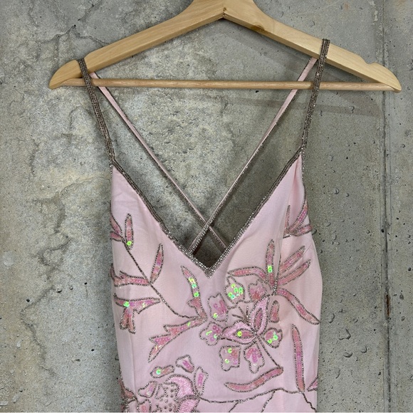 Vintage Sean collection, baby doll, pink rhinestone spaghetti strap prom dress - Picture 3 of 14